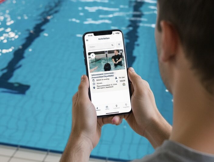 Iemand die een activiteit boekt middels de SBG app